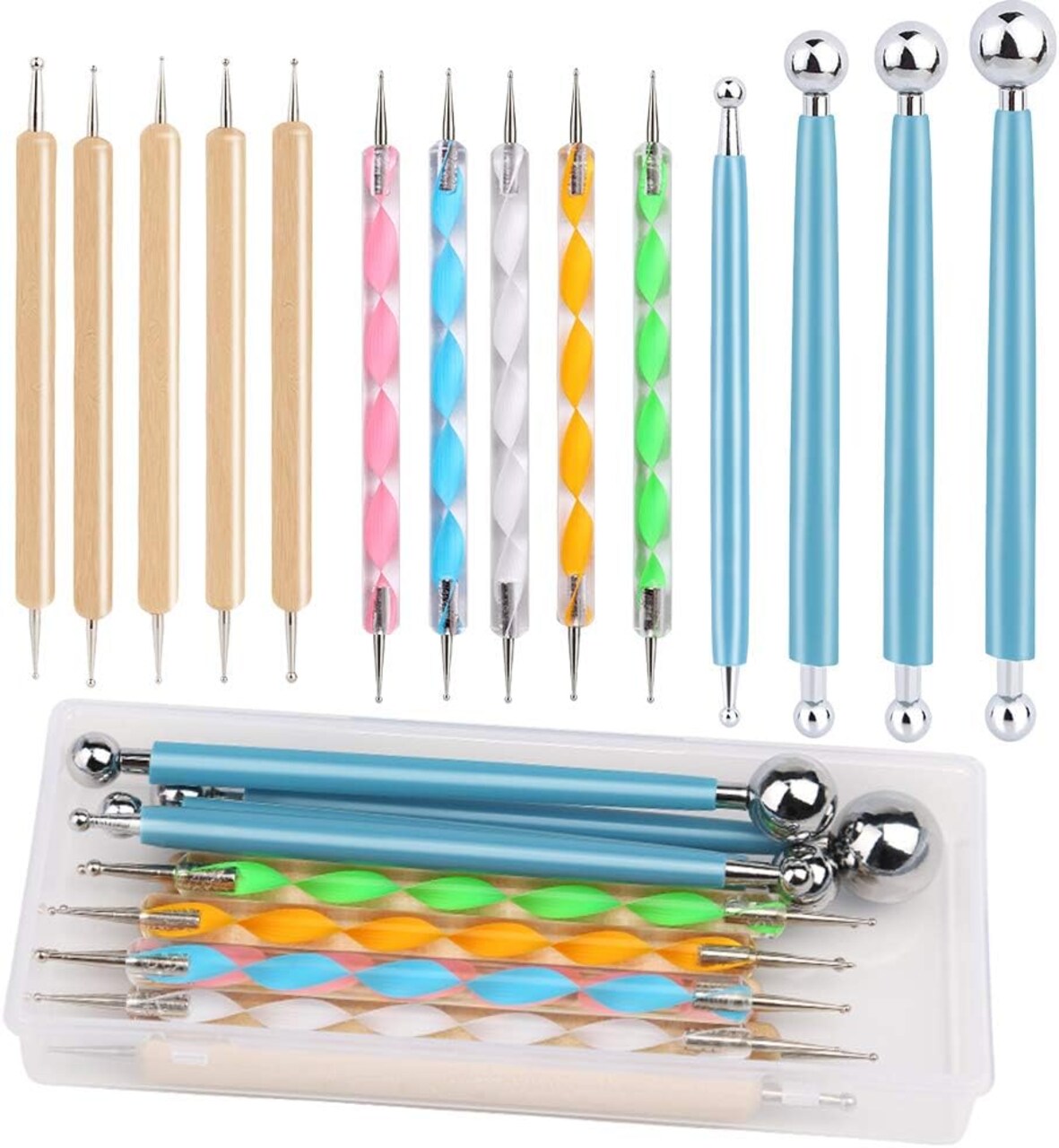 14 PCS Dotting Tools Ball Styluses with Box, Dotting Tools Set Rock Painting, Pottery Clay Modeling Embossing Nail Art